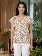 Airy Linen Printed Tops-CF-002