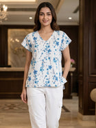 Airy Linen Printed Tops-CF-008