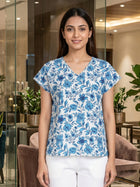 Airy Linen Printed Tops-CF-004