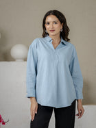 Firozi Airy Linen Pleated Cotton Top