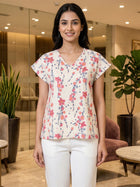 Airy Linen Printed Tops-CF-005