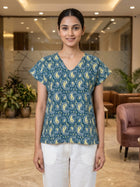 Airy Linen Printed Tops-CF-003