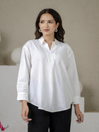 White Airy Linen Pleated Cotton Top