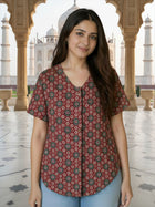 Jaipuri Maroon Printed Cotton Top-05