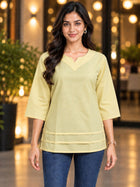 Yellow Cotton Leared Tops