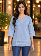 Denimblue Cotton Leared Tops