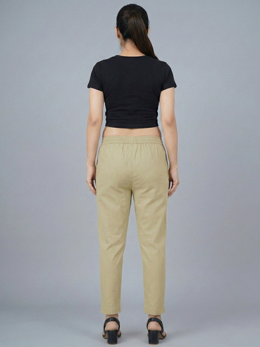 Everyday White Cotton Fully Elastic Trouser