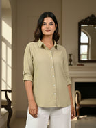 Solid Beige Premium Cotton Shirt