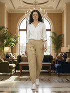 Beige Utility Joggers - Stylish Fit, Multi Pocket