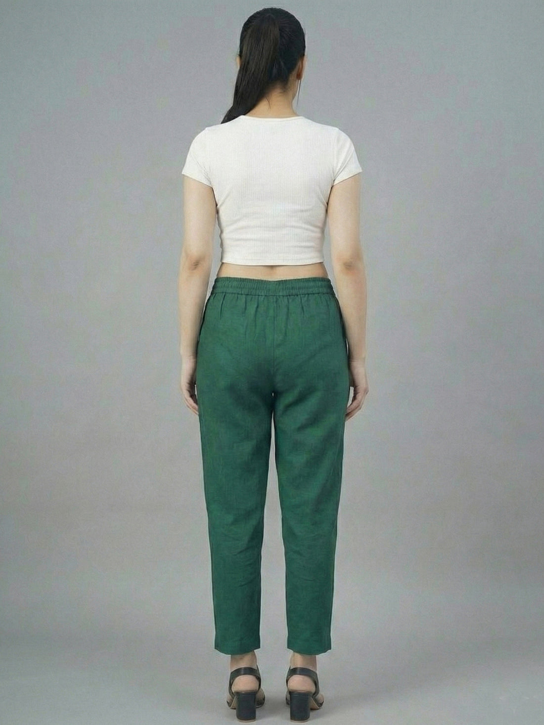 Everyday Bottle Green Cotton Fully Elastic Trouser