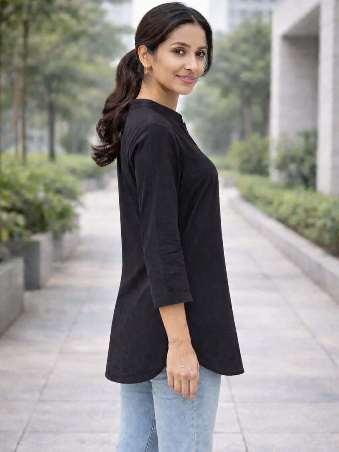 Black Everyday Cotton Tops