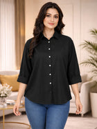 Black Loose-Fit Over Size Cotton Shirt