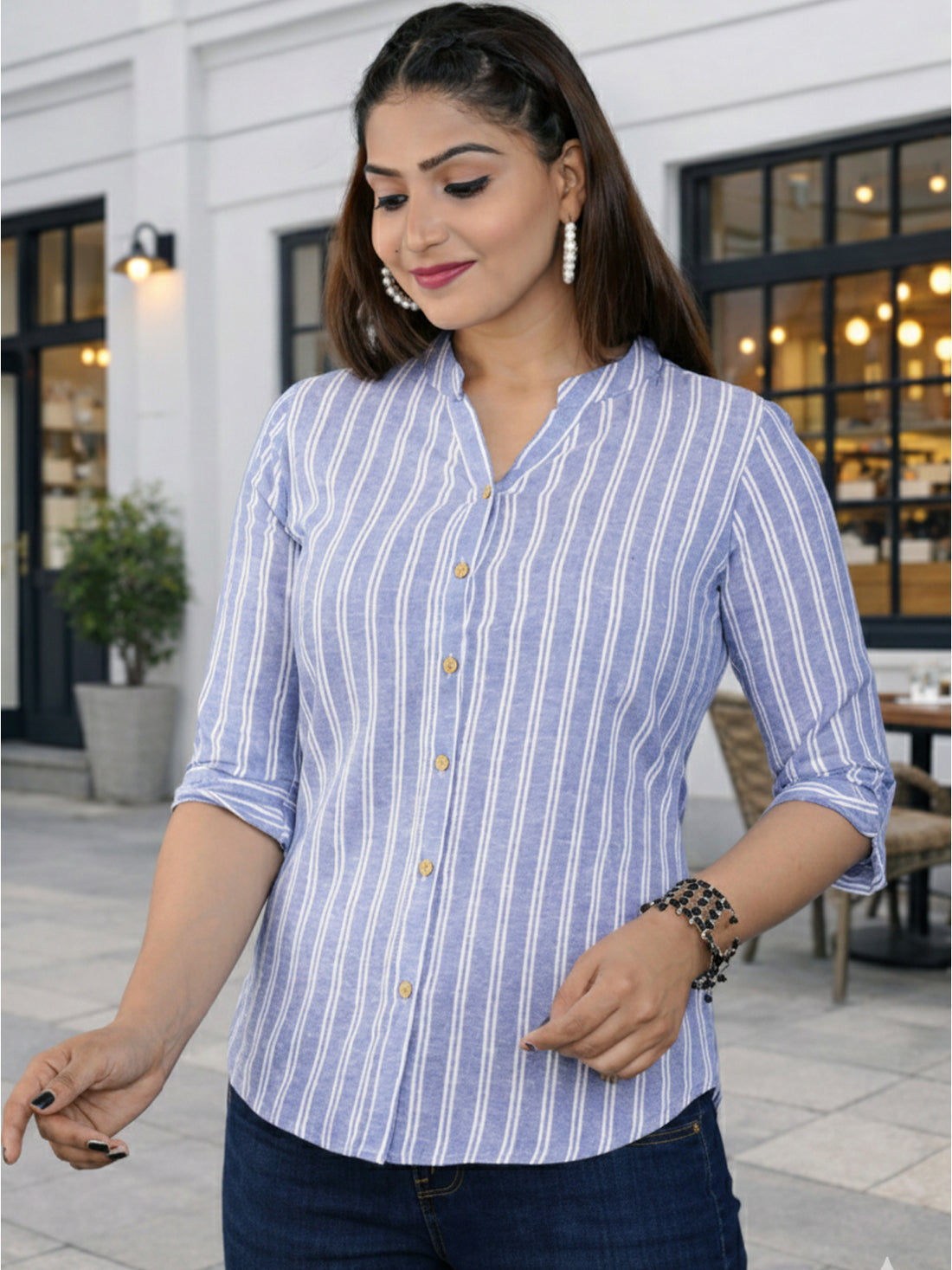 Blue Stripe Mango Line Shirt