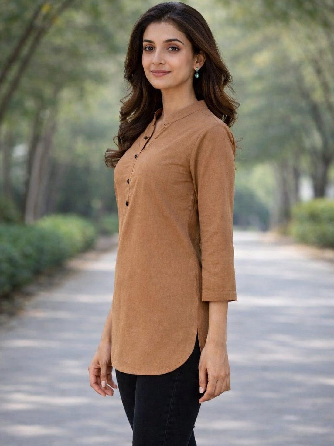 Brown Everyday Cotton Tops