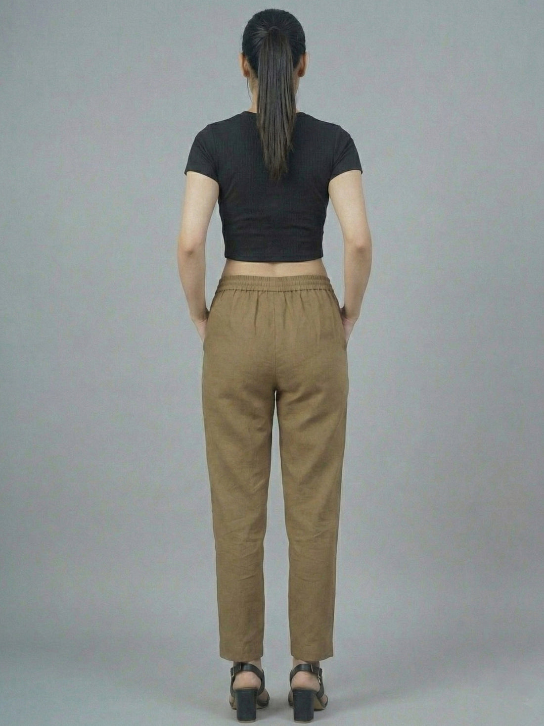 Everyday Brown Cotton Fully Elastic Trouser