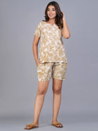 Brown Printed Top & Short Set