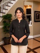 Black Cotton Comfort Tops