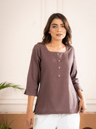 Chocolate Everyday Cotton Square Neck Top