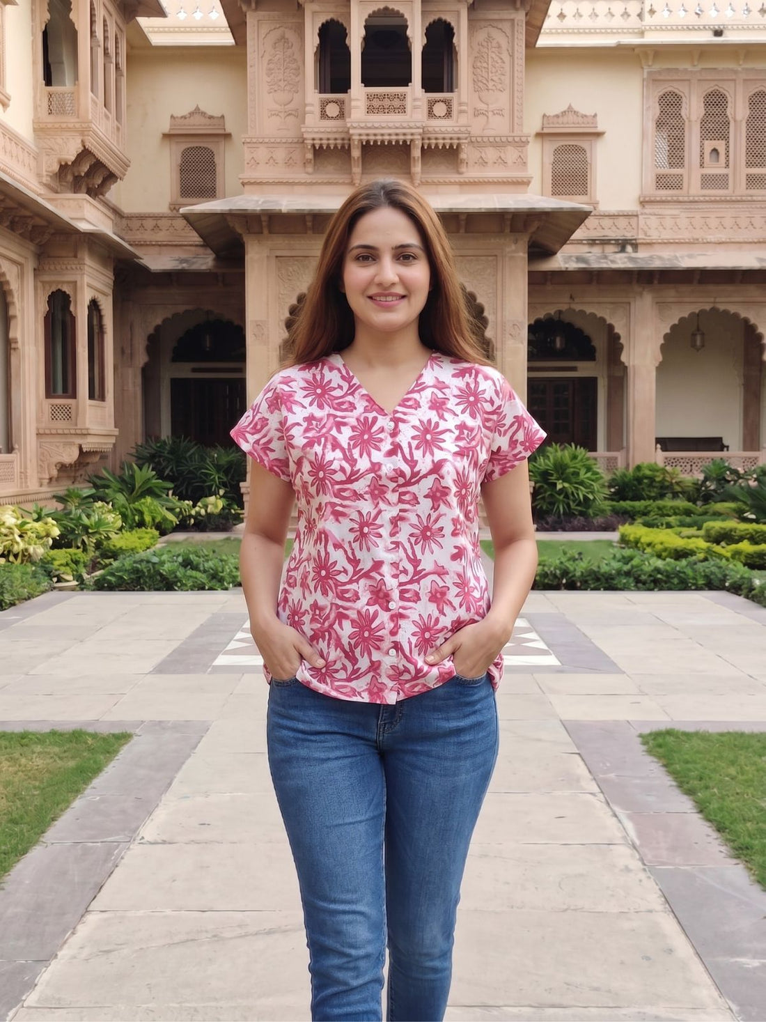 Jaipuri Printed Vneck Shirts CM-006