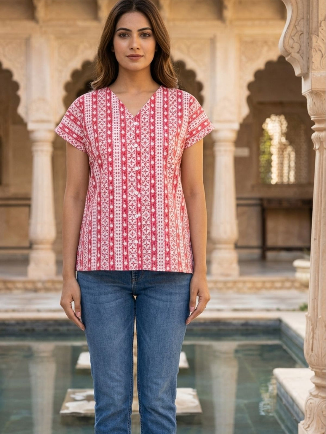 Jaipuri Printed Vneck Shirts CM-019
