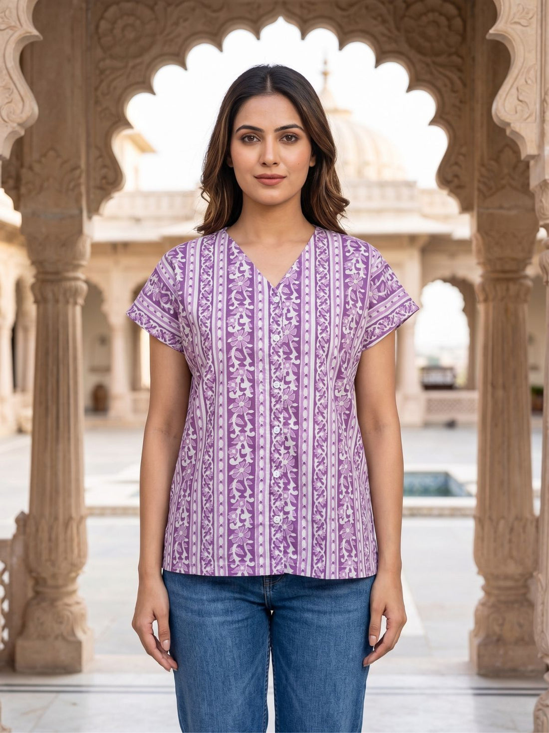 Jaipuri Printed Vneck Shirts CM-022