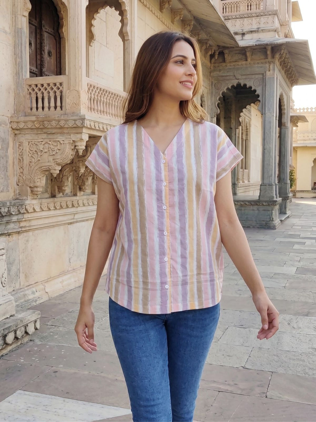 Jaipuri Printed Vneck Shirts CM-023
