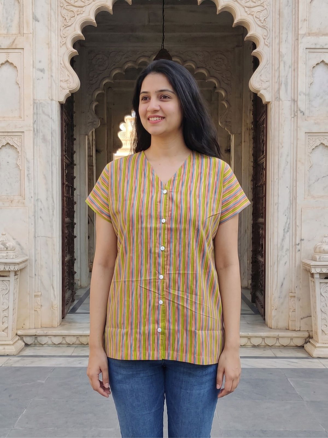 Jaipuri Printed Vneck Shirts CM-024