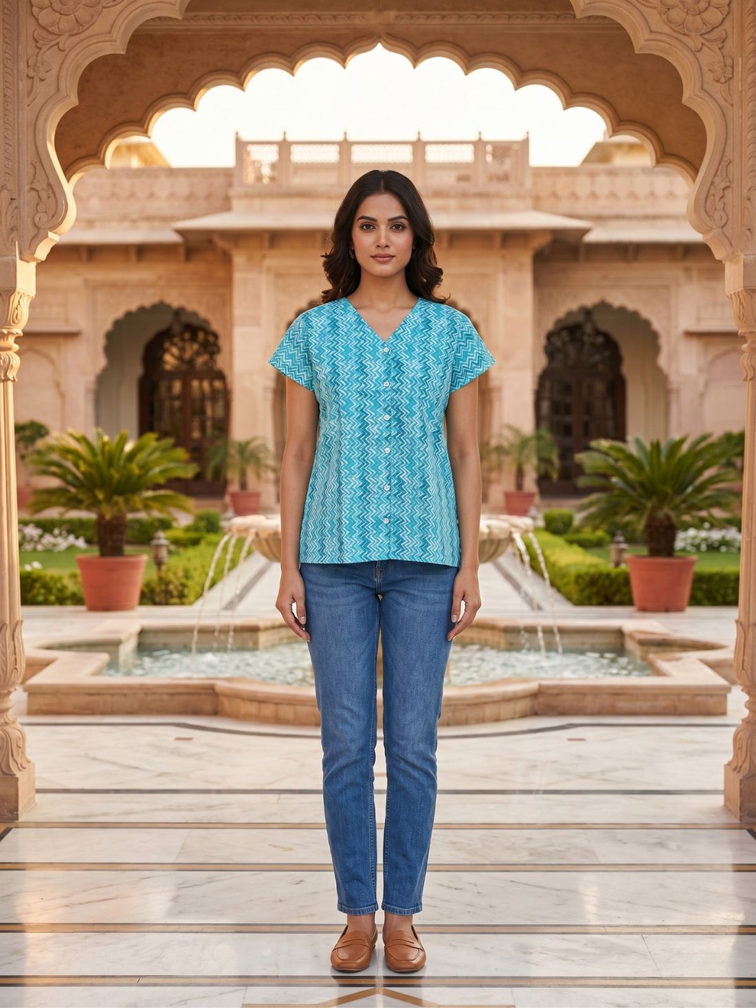 Jaipuri Printed Vneck Shirts CM-025