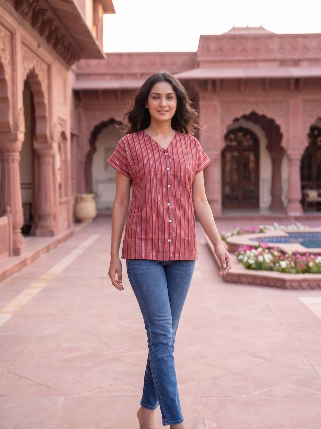 Jaipuri Printed Vneck Shirts CM-027