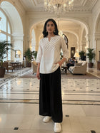 Cream Cotton Handloom Yoke Design Top