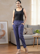 DarkBlue Handloom Cotton Round Elastic Trousers