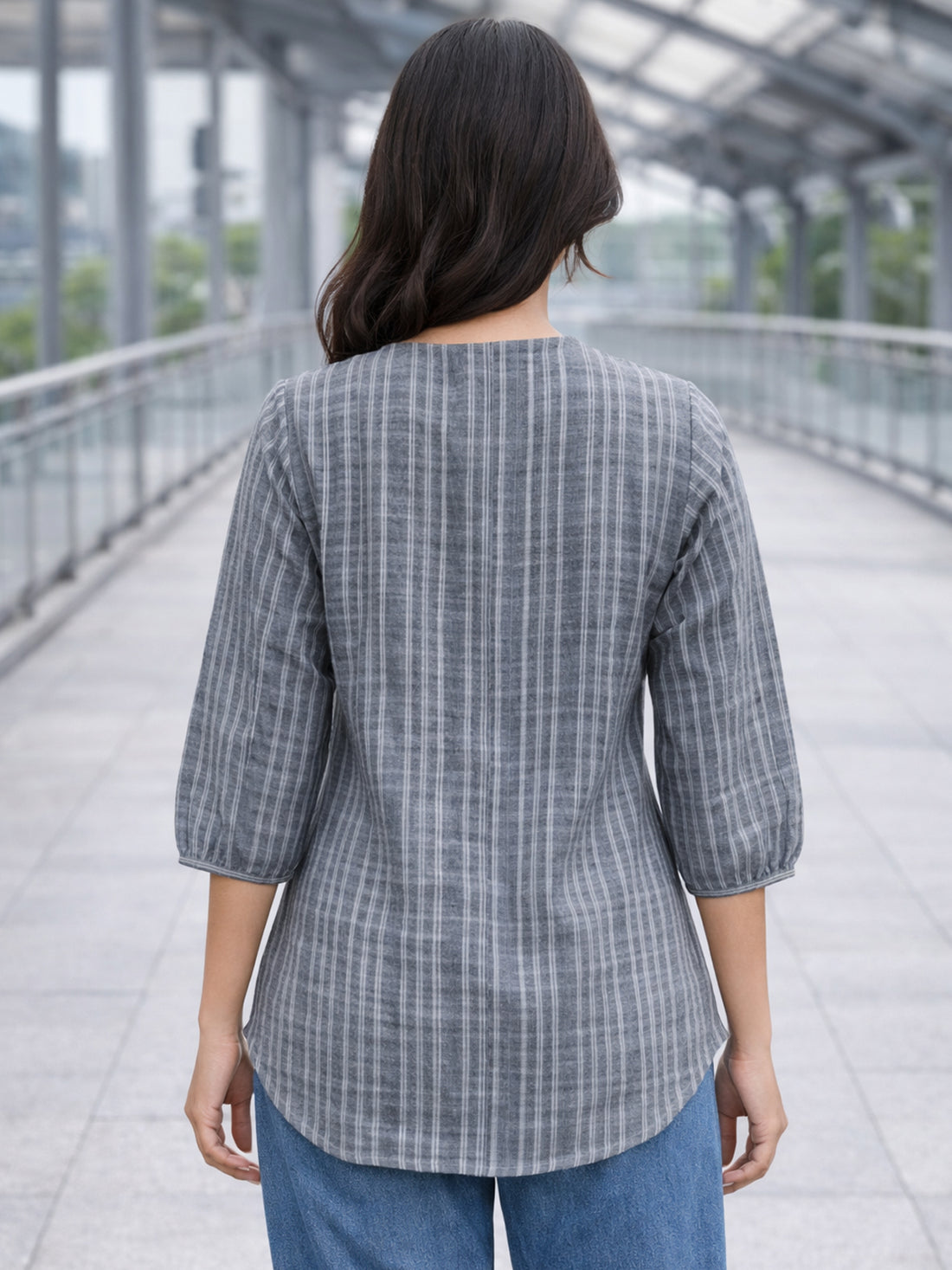 Grey Striped  Shirt