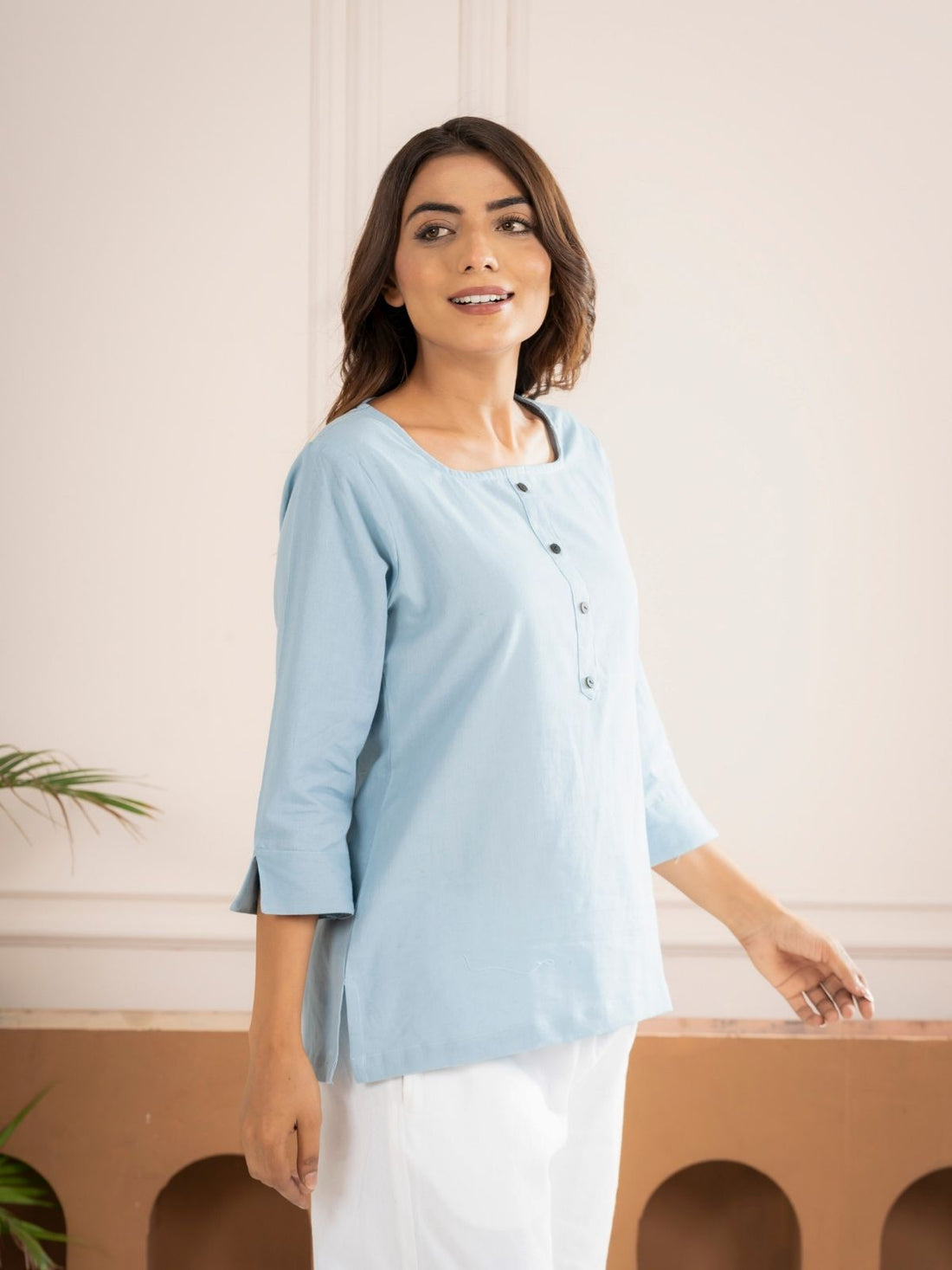 Firozi Everyday Cotton Square Neck Top