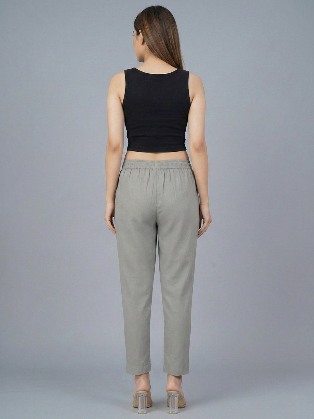 Everyday Grey Cotton Fully Elastic Trouser