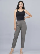 Grey Everyday Cotton Half Elastic Trouser