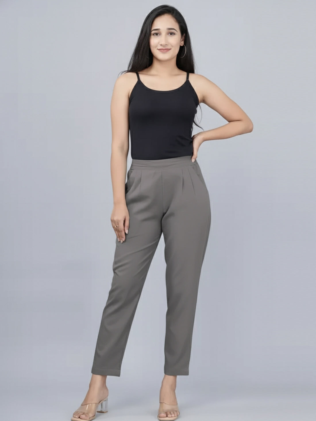 Bundle of 2 Grey & Wine half Elastic trousers