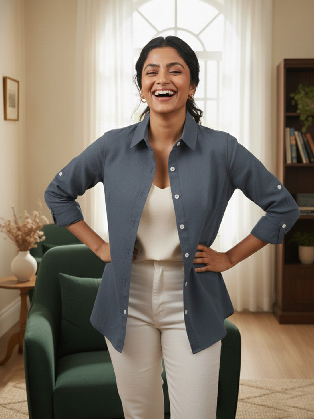 Solid Grey Premium Cotton Shirt