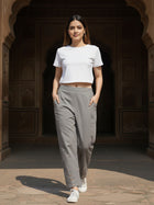 Grey Everyday Cotton Straight Cargo Pant