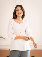 Light Peach Everyday Cotton Square Neck Top
