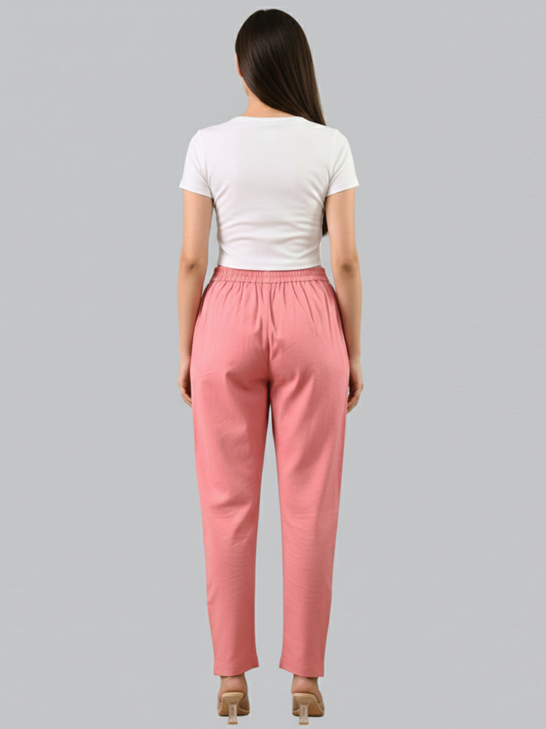 Everyday Mauve Pink Cotton Fully Elastic Trouser