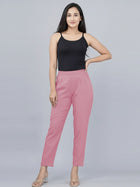 MauvePink Everyday Cotton Half Elastic Trouser