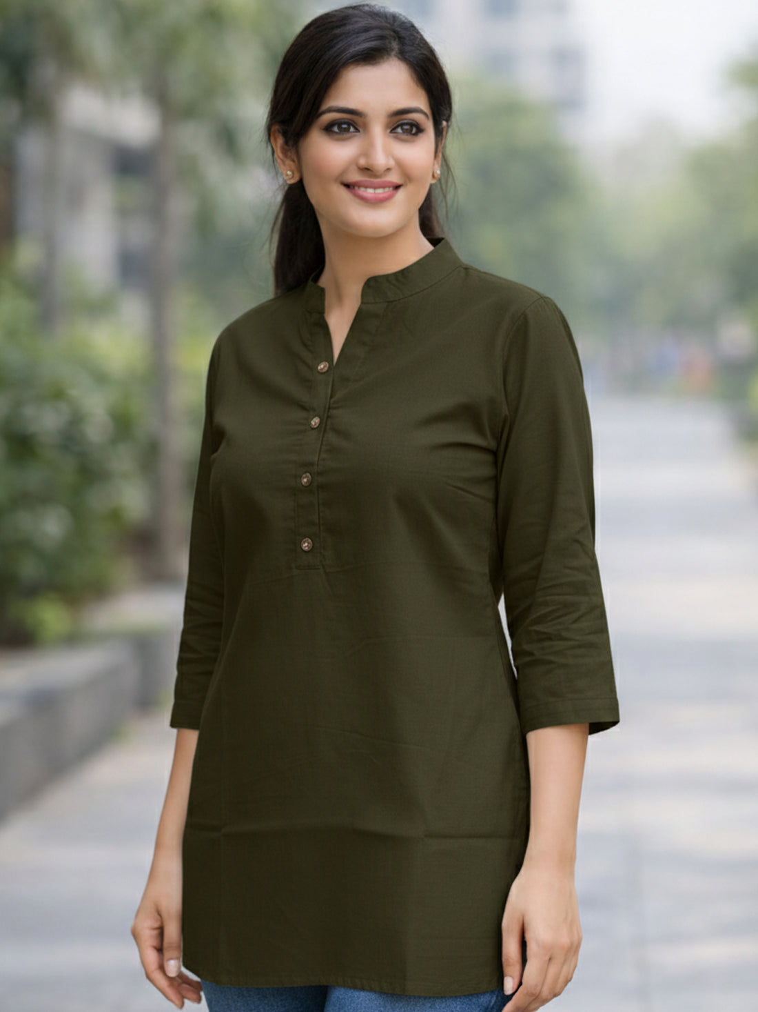 Mehendi Green Everyday Cotton Tops