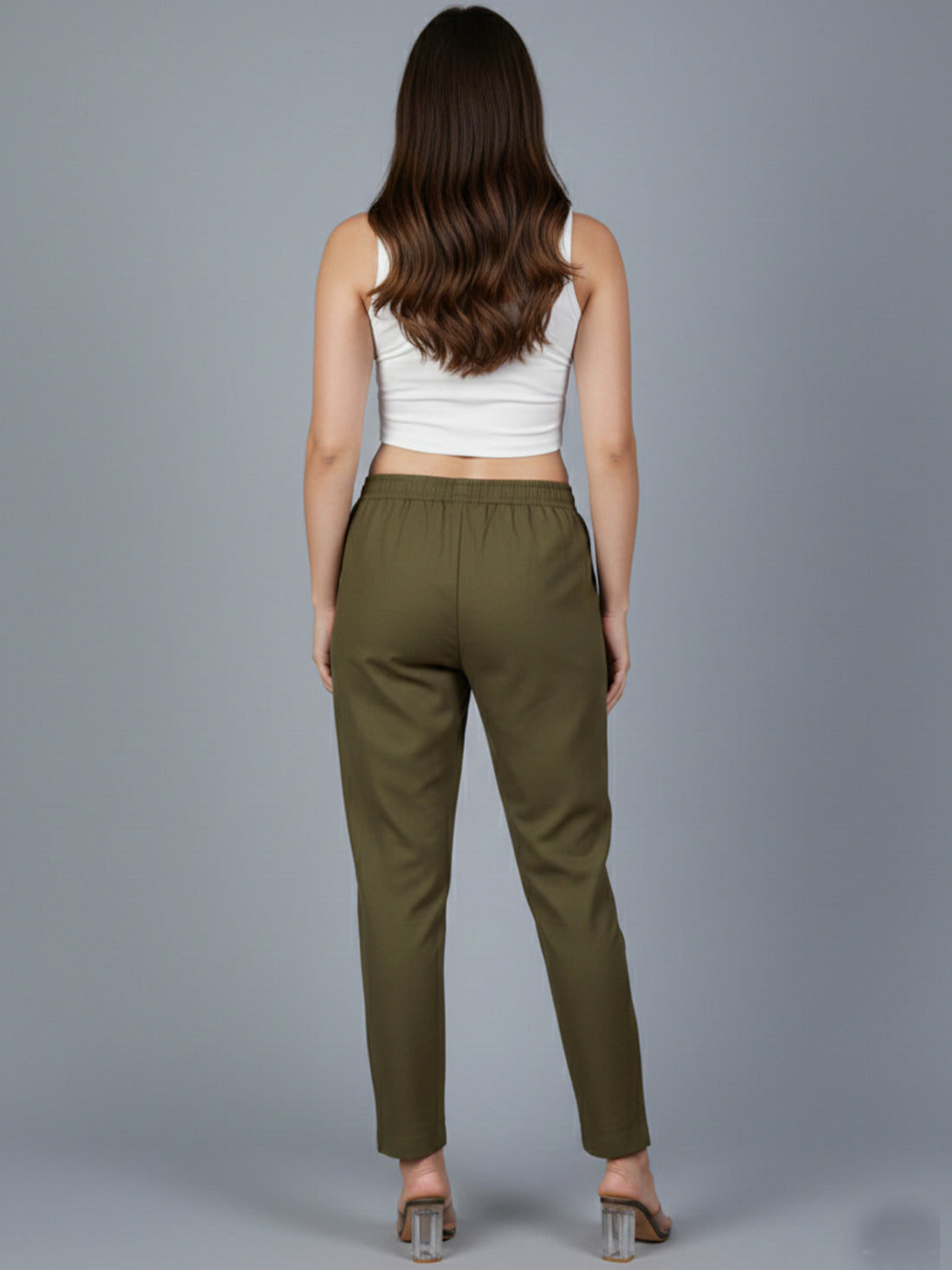 Everyday Mehendi Green Cotton Fully Elastic Trouser