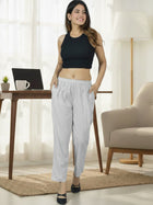 Melange Handloom Cotton Round Elastic Trousers