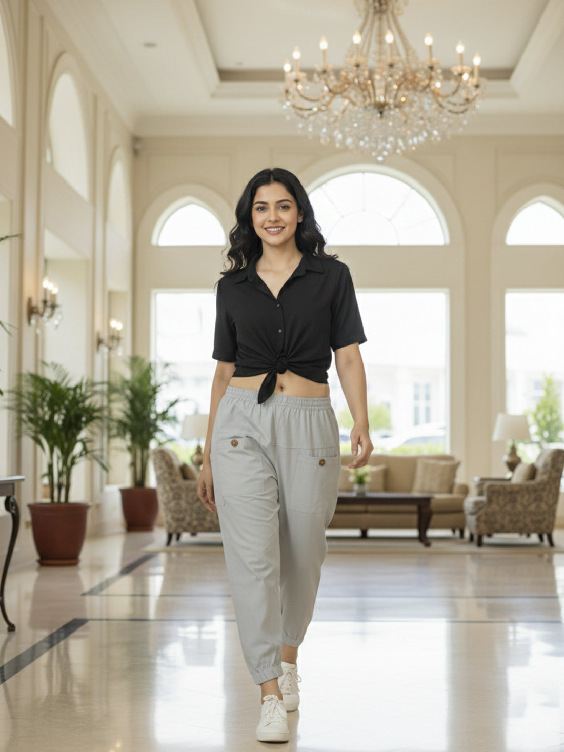 Melange Grey Utility Joggers - Stylish Fit, Multi Pocket