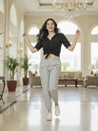 Melange Grey Utility Joggers - Stylish Fit, Multi Pocket