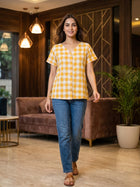Mustard Cotton Checks Shirt