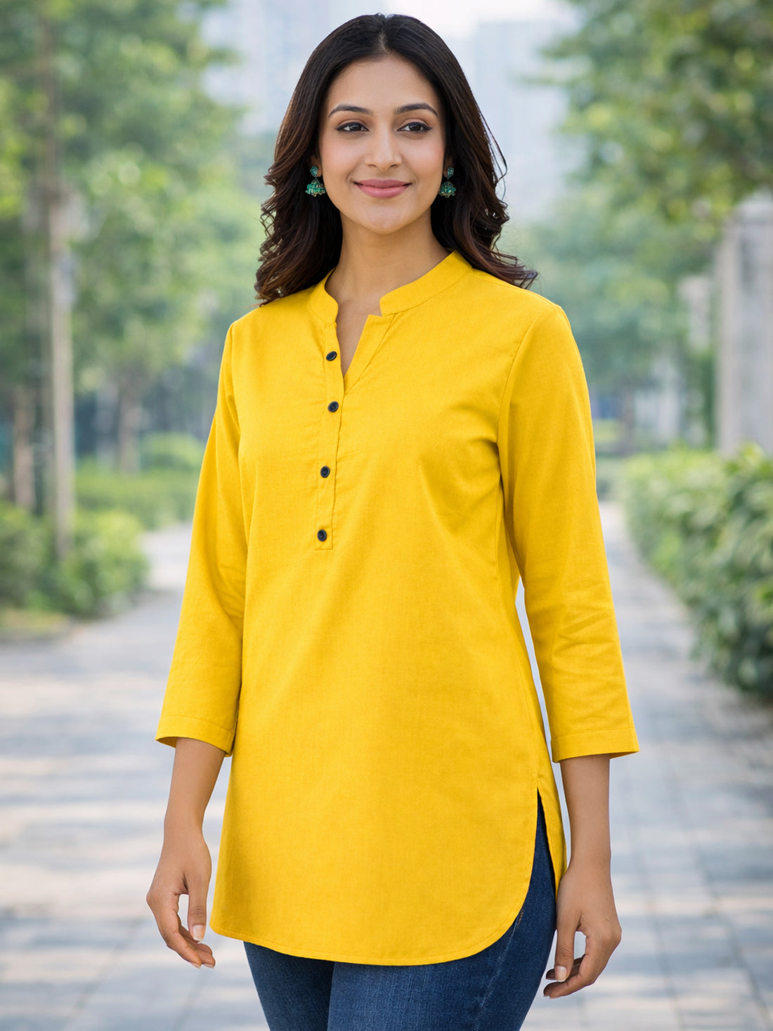 Yellow Everyday Cotton Tops