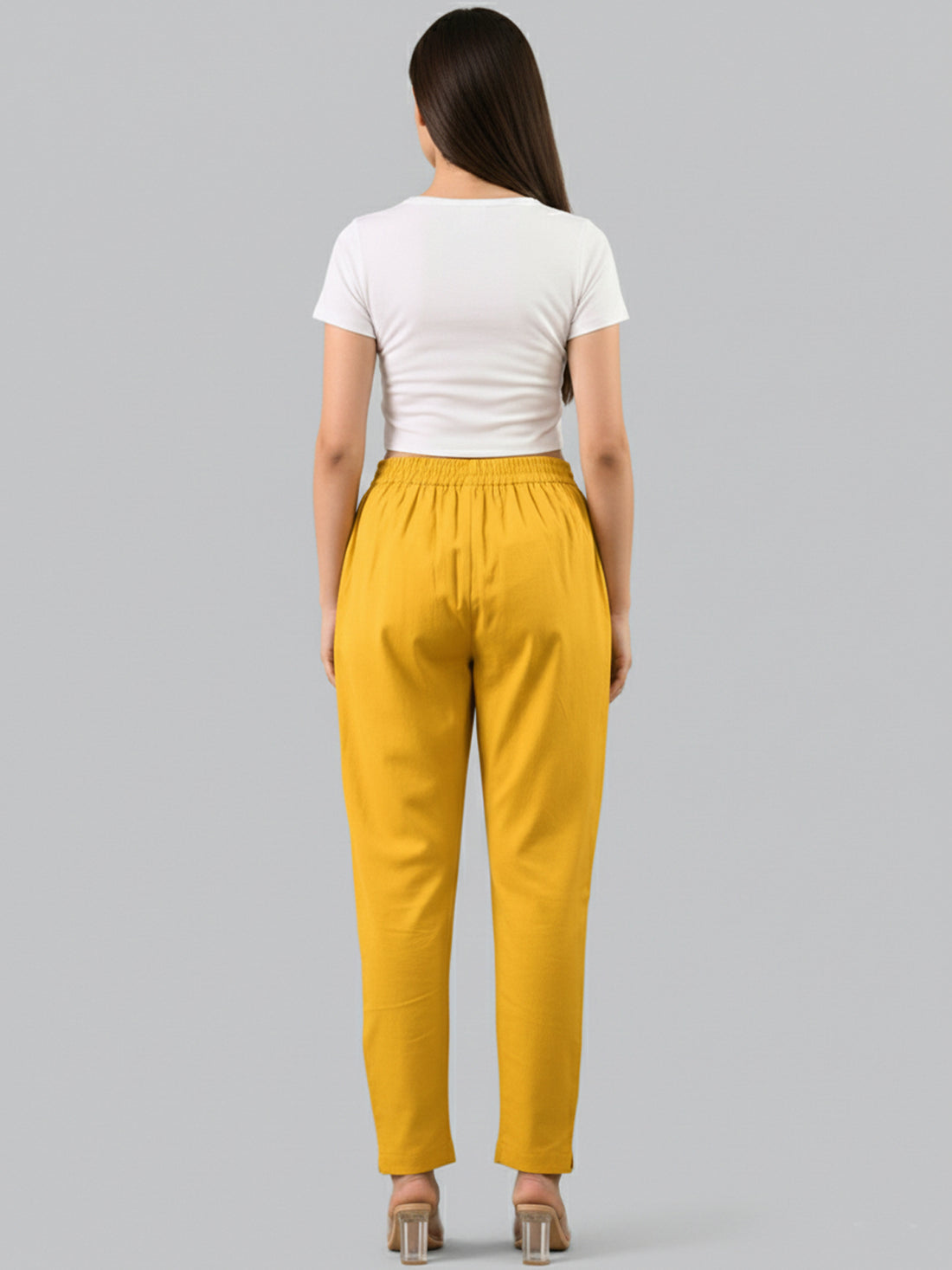 Everyday Mustard Cotton Fully Elastic Trouser