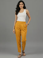 Mustard Everyday Cotton Half Elastic Trouser